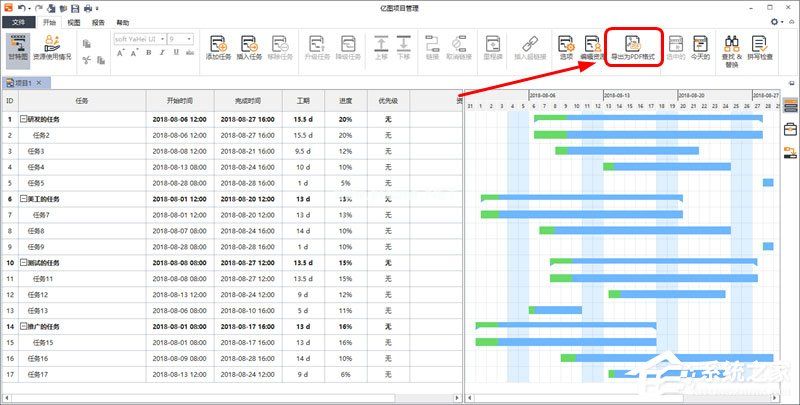 Edraw  Project将甘特图导出为PDF