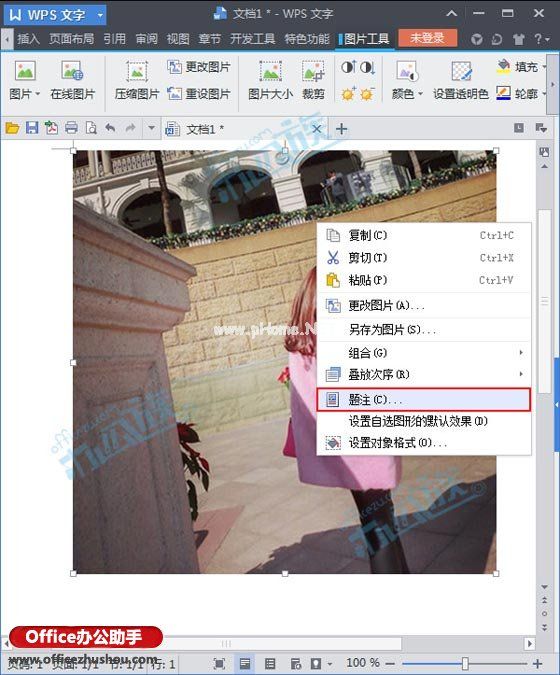在WPS文字中给图片插入题注的方法