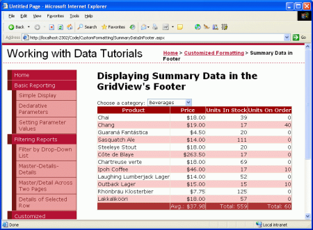 ASP.NET 2.0中的运行数据XV:在GridView的页脚显示统计信息