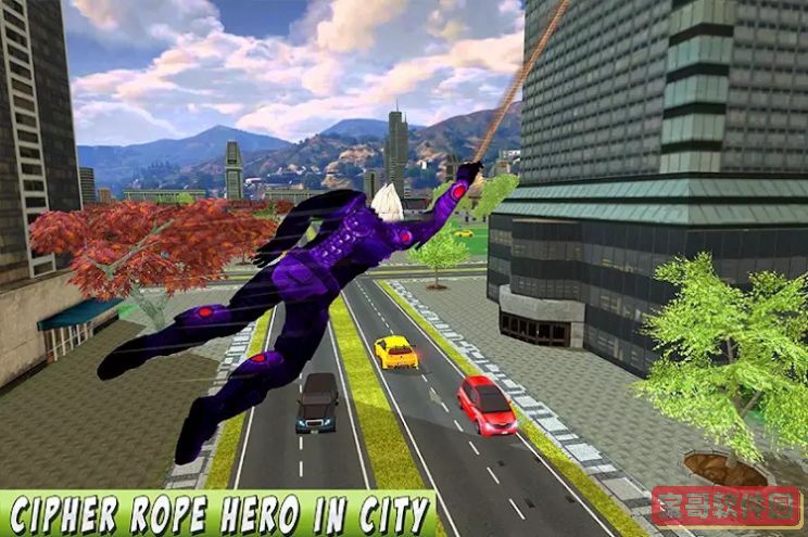 密码绳索英雄城市犯罪(Cipher Rope Hero City Crime)是一款非常炫酷刺激的冒险动作类型游戏，密码绳索英雄城市犯罪游戏中你将成为一名英勇的绳索英雄并展开一系列激烈对抗，大家可自由解锁不同武器帮助自己击败更多敌人生存到最后。