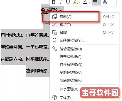 word文档怎么复制其中的一页内容图1
