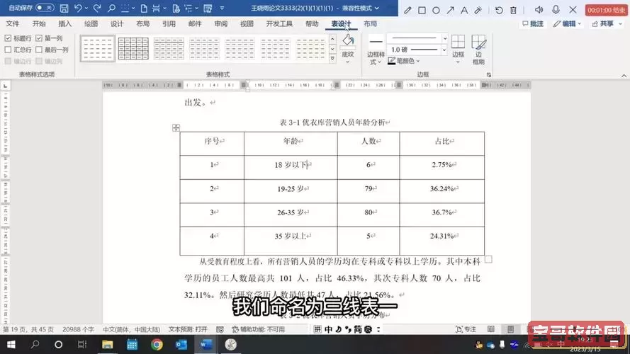 论文中三线表格在word中怎么打出来图1