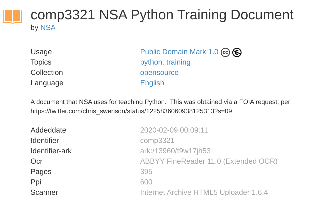 美国国家安全局 NSA 的 Python 培训文档公开